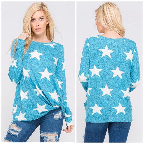 🛍LAST 1! Amazing Blue Banded Burnout Star Top⭐️ - Picture 2 of 3